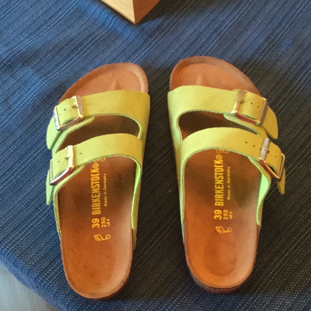 Cute green Birkenstock sandals!